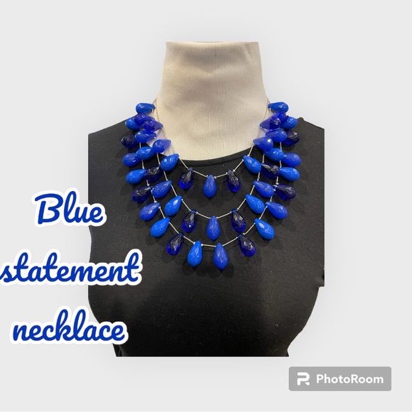 Zenana long black maxi dress and Cobalt Statement Necklace Set. Ready to Wear! - Picture 3 of 4